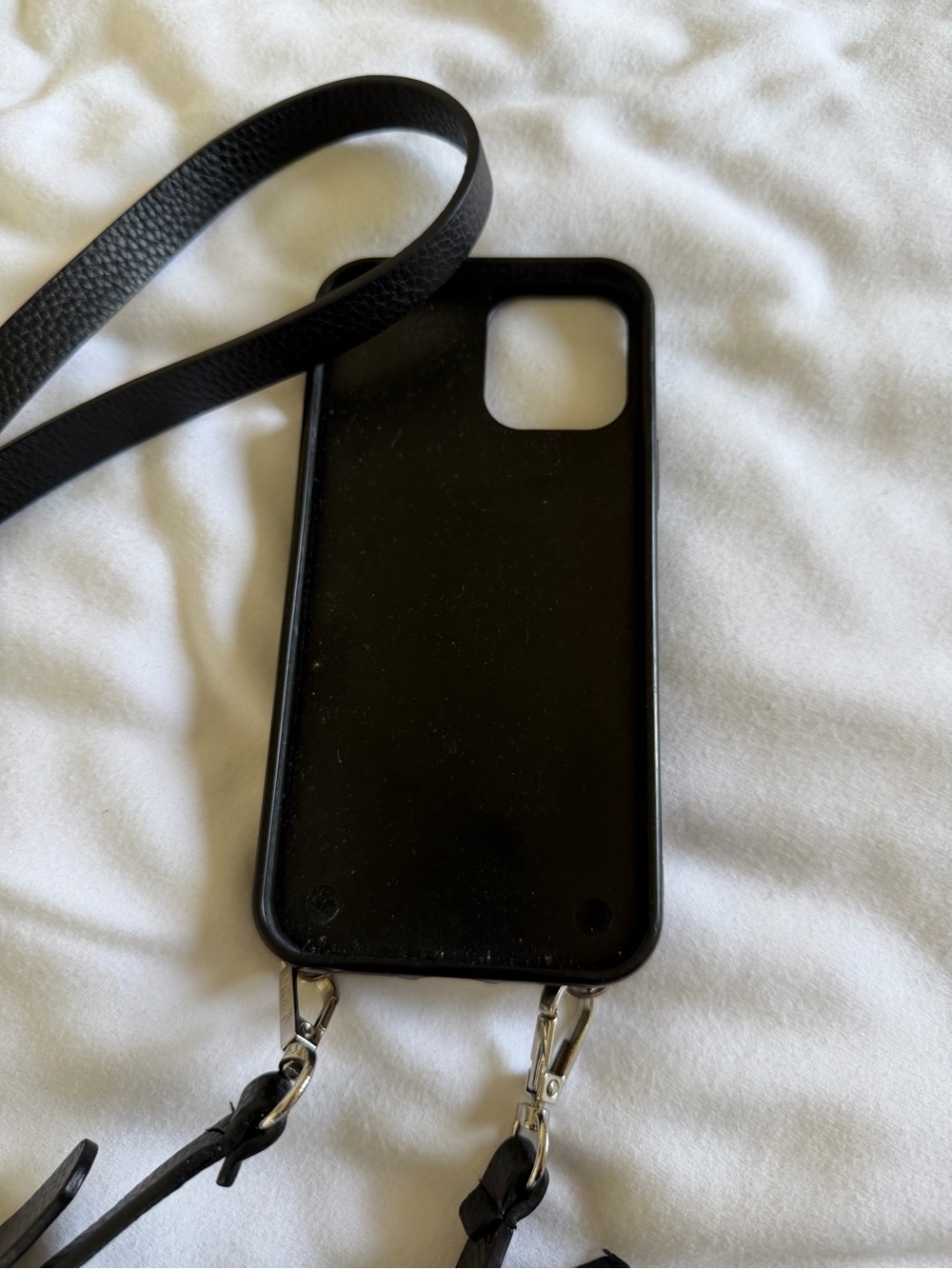Black Leather Wallet Case & Crossbody Strap iPhone 12 Pro & iPhone 13 Pro